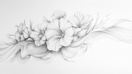 Elegant Floral Drawing with Graceful Curves and Delicate Petals