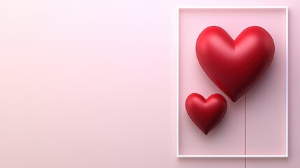 Pink background, framed red hearts, love, Valentine's
