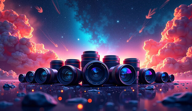 Camera Lens World Photography Day copy space illustration