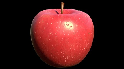 Obraz premium Bright Red Apple with Glossy Skin and Detailed Texture, Ideal for Food, Health, and Nutrition Themes, Perfect for Stock Photo Collections and Advertisements