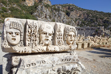 Stone faces in Myra, an ancient town in Lycia where nowday there is the town of Demre, Turkey