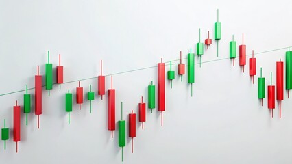Minimalist Stock Chart: Red & Green Candlesticks on White Background - Financial Data Analysis