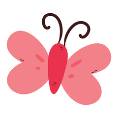 cute drawing cartoon butterfly. cute animal drawing, doodle, sticker