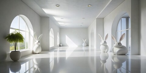 Obraz premium Minimalist White Bunny Abstract Art Photography - Modern Home Decor