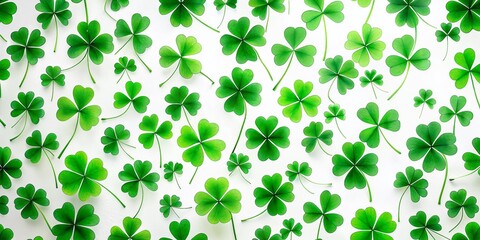 Minimalist White Lucky Clover Silhouette Pattern Stock Photo