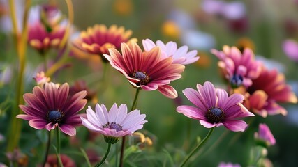 Obraz premium Vibrant flowers in bloom showcase natural beauty and tranquility of spring gardens