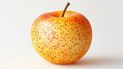 Fresh Yellow Apple with Red Spots on Light Background
