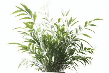 Fototapeta premium Lush green houseplant in pot, vibrant leaves, bright background, ideal for home décor or website design