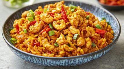 Flavorful Shrimp Fried Rice with Fresh Vegetables in a Bowl