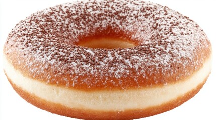 Delicious Powdered Sugar Doughnut with Chocolate Sprinkles Displayed