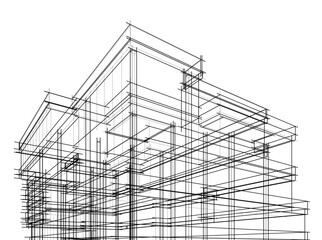 architectural drawing 3d vector illustration