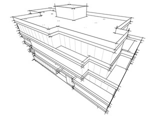 architectural drawing 3d vector illustration
