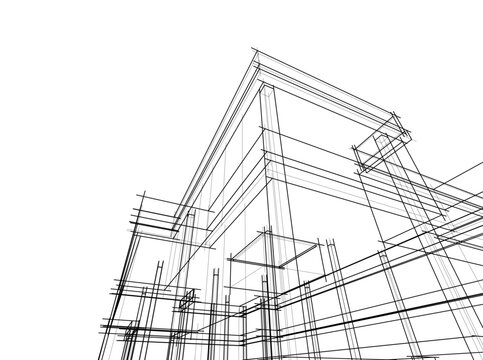 architectural drawing 3d vector illustration