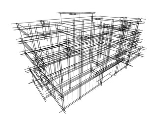 architectural drawing 3d vector illustration