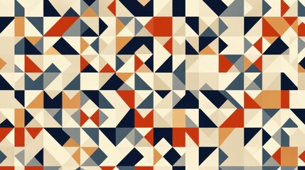 Abstract Geometric Shapes in Red, Blue, and Beige Color Palette
