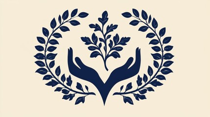 Fototapeta premium Hands Embracing Growth with Leaves in a Creative Design