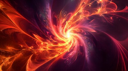 Fiery Swirling Nebula Cosmic Abstract Art