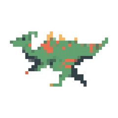 Fototapeta premium Pixelated parasaurolophus vector cartoon dinosaur illustration isolated on background.