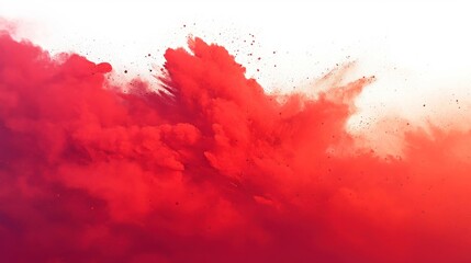 Vibrant Holi Festival Color Burst, dynamic explosion of bright red powder celebrating joy and festivity, ideal for festive designs and vibrant artistic expressions.