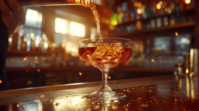 Whiskey on the Rocks Classic Drink Background for Bars and Beverage Designs