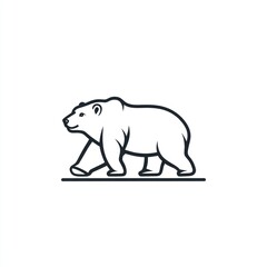 Fototapeta premium Walking polar bear line art, arctic background, logo design