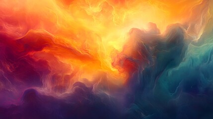Abstract fiery and teal nebula cosmic cloudscape