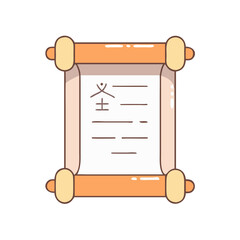 scroll with writing vector icon, scroll with writing vector illustration - simple illustration of scroll with writing, perfect for logos scroll with writing 