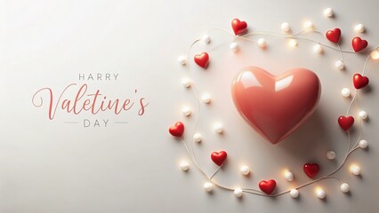 Modern Valentine's Day Minimalist Heart Decor - Copy Space Stock Photo