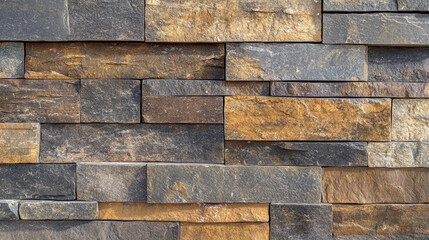 A wide view of a rustic brick wall in warm tones, perfectly textured for architectural or design projects 