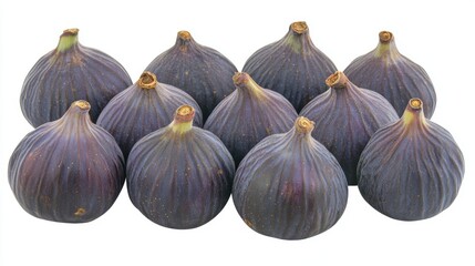 Obraz premium Fresh Figs Arrangement on White Background for Culinary Use