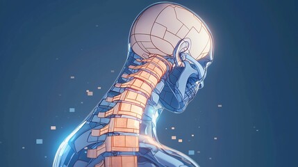 3D Holographic Visualization of Human Spine, Innovative Medical Technology, Detailed Anatomy Representation, Advanced Visualization Techniques in Healthcare