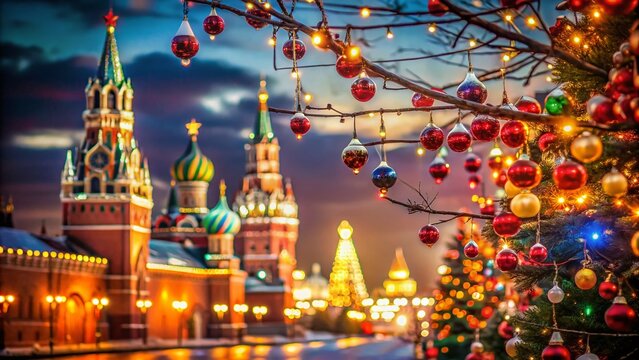 Moscow Kremlin Christmas Lights Night Photography Red Square Macro