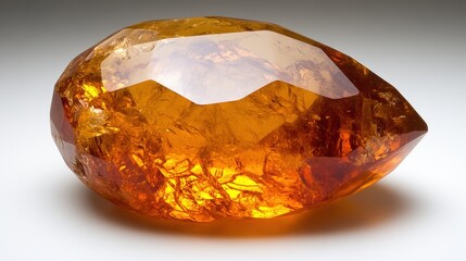 Beautiful Amber Gemstone with Unique Facets and Rich Color