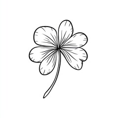 Obraz premium Line art clover, white background, illustration, design element