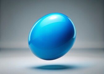 Fototapeta premium Mysterious Blue Ellipsoid Floating Above Gray Plane - Abstract Stock Photo