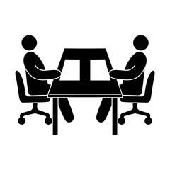 Fototapeta premium シンメトリーな面談や会議室マークをイメージしたピクトグラムイラスト