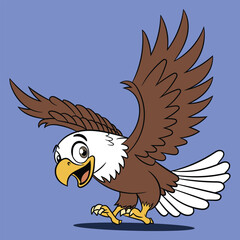 Vector eagle hunting pose Isolated animal cartoon illustration