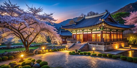 Night Bloom: Gwanghalluwon Garden's Wolmae House in Spring
