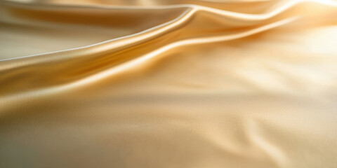Fototapeta premium Soft golden fabric draping elegantly, creating shimmering wave effect