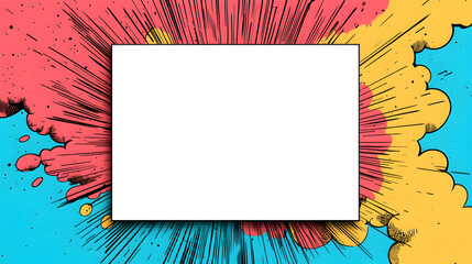 Colorful Comic Style Background with Blank Frame for Text Placement
