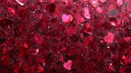 Fototapeta premium Ruby red valentine's day glitter sparkle background with shimmering bokeh lights and festive party invite design, perfect for romantic celebrations, love-themed events, and christmas decorations.