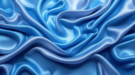 Fototapeta premium Luxurious blue silk fabric drapes in elegant folds.