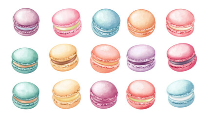 Obraz premium Set of pastel-colored macarons transparent background