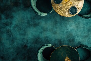 Naklejka premium Elegant Emerald Green Dining Setting With Gold Accents