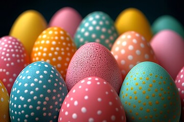 Obraz premium Vibrant Easter Egg Collection: Festive Holiday Background