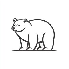 Obraz premium Polar bear line art, arctic wildlife illustration, white background, logo design