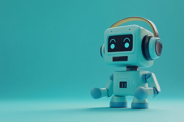 Fototapeta premium A robot efficiently working as a call center agent in an office