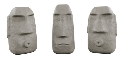 Easter Island Stone Head isolated on white