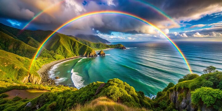 Double Rainbow Over Karamea, West Coast, New Zealand - Dramatic Landscape Photography