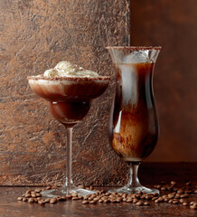 Cold coffee and chocolate cocktails.